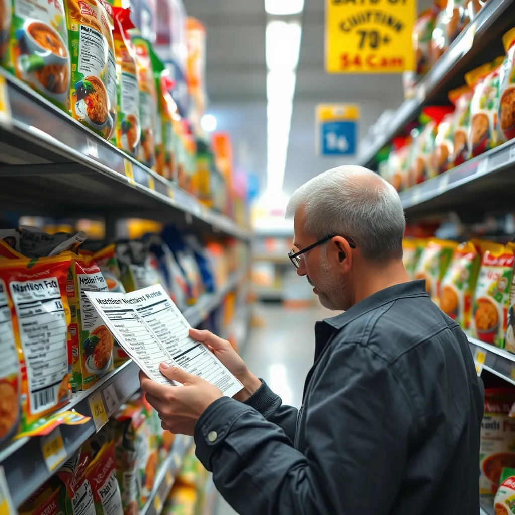 Comparing nutrition labels on ramen packets