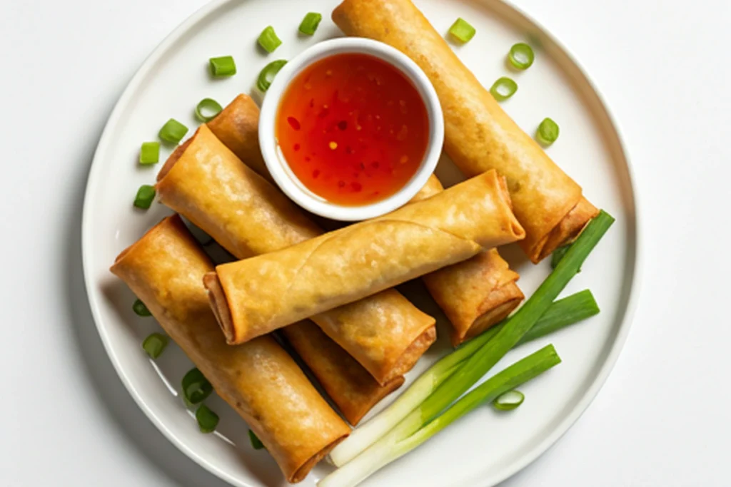 Chinese egg roll with fresh ingredients