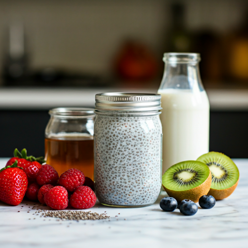  Ingredients for making overnight chia pudding.