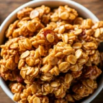 Sticky homemade granola clusters with a honey drizzle