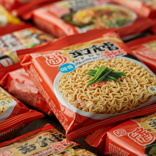 Assorted ramen noodle packs with recall notices