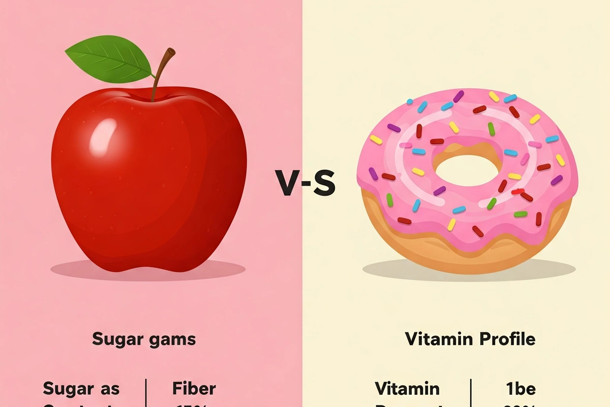  Infographic of apple vs donut nutrient comparison