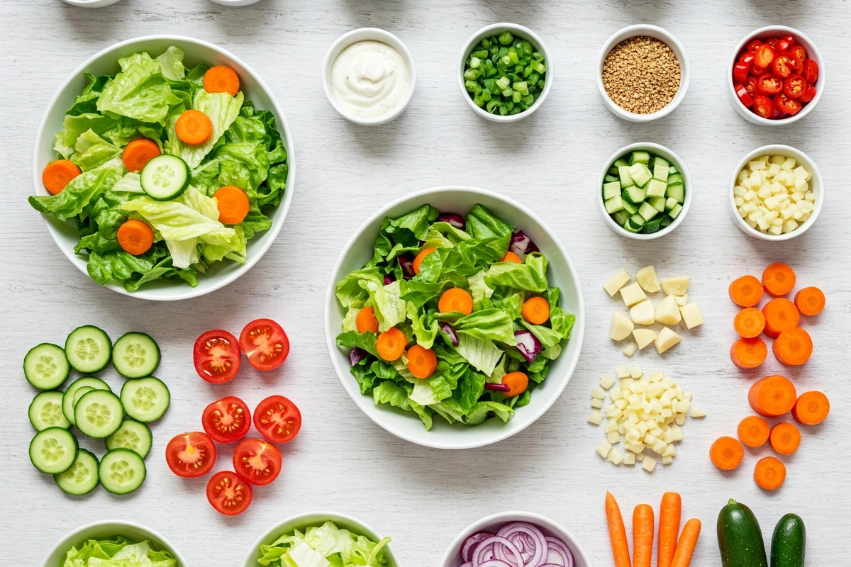 Fresh chef’s salad ingredients