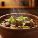 Bowl of caldo de res with beef and vegetables