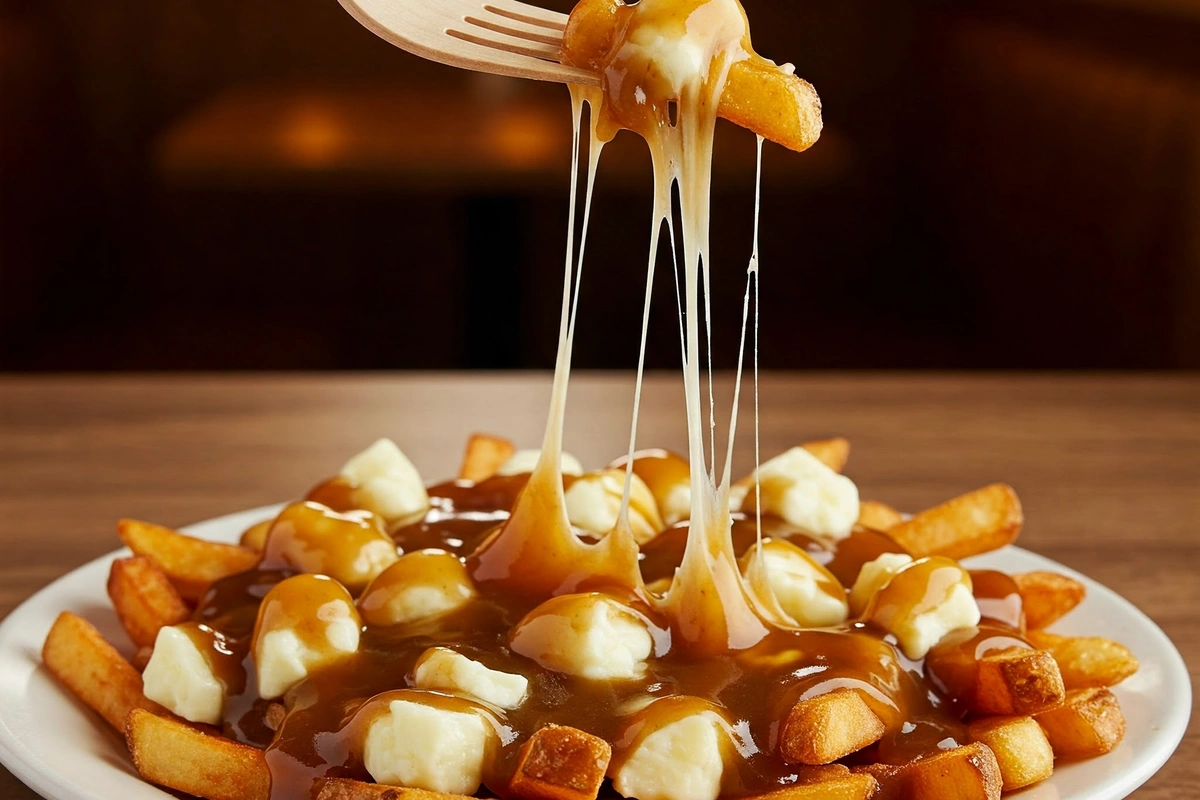 Classic poutine with fries, cheese curds, and gravy