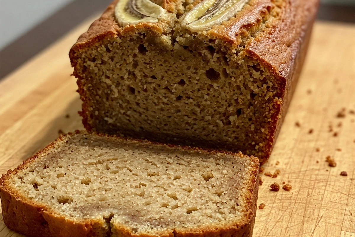 Banana bread loaf baked with brown butter