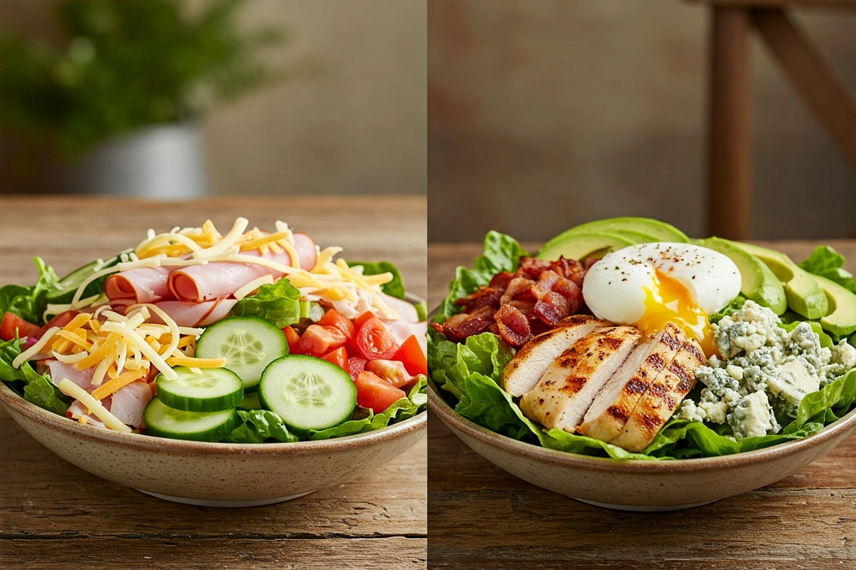 Comparison between a chef’s salad and a Cobb salad